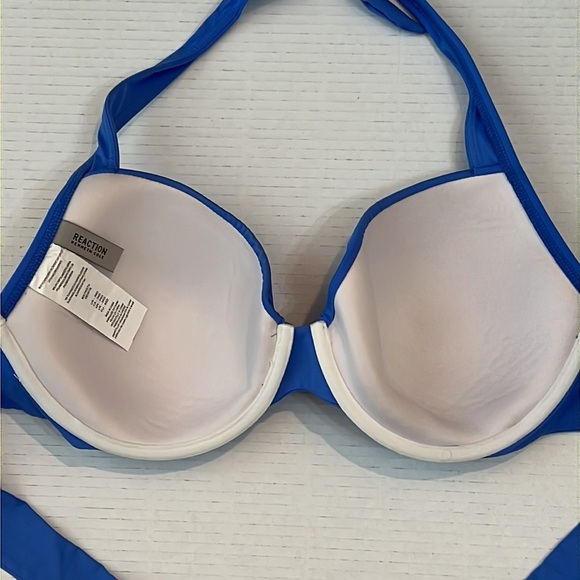 Kenneth Cole Reaction Cobalt Blue Padded Swimsuit Halter Bikini Top Size 38D - Picture 7 of 7